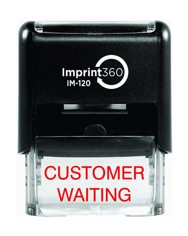 Supply360 AS-IMP1056 - Customer Waiting, Heavy Duty Commerical Quality Self-Inking Rubber Stamp, Red Ink, 9/16" x 1-1/2" Impression Size, Laser Engraved for Clean, Precise Imprints - Image 5