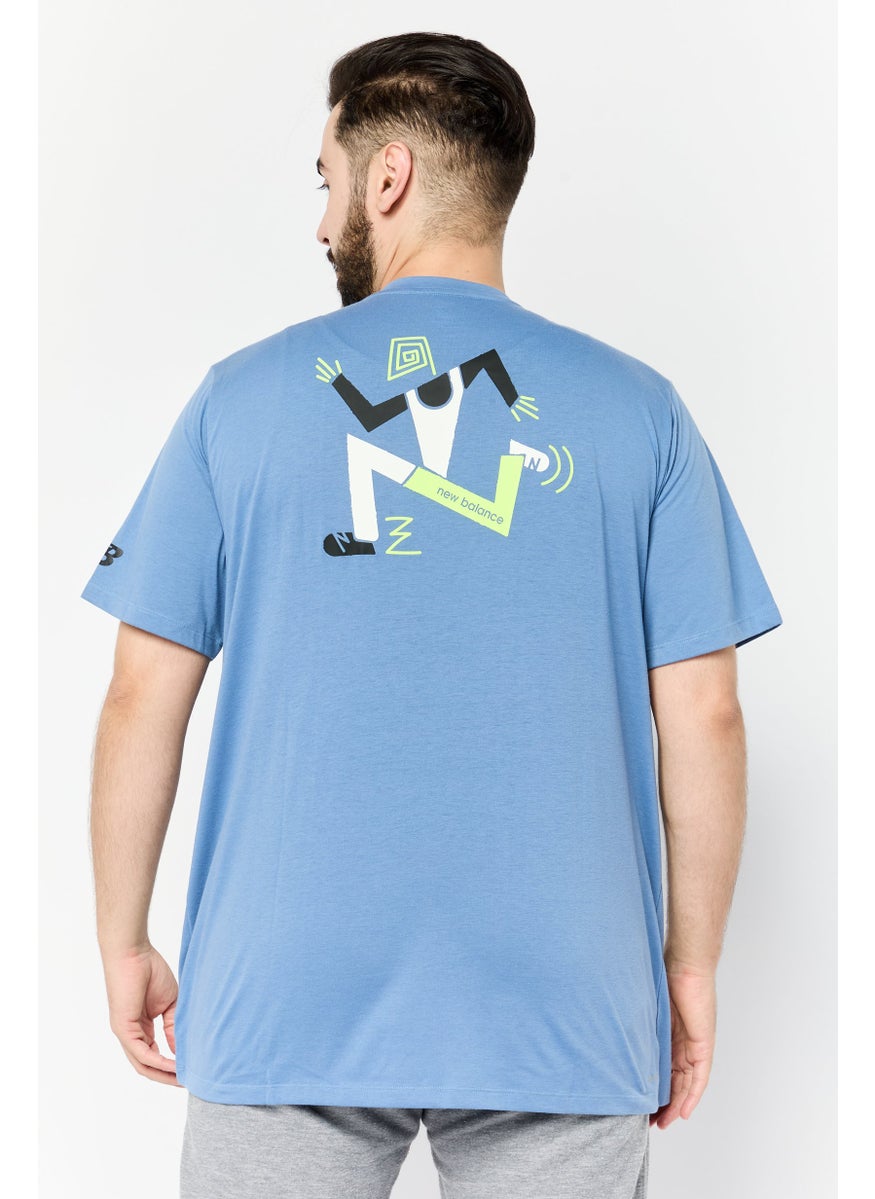 New Balance Men Sportswear Fit Short Sleeve Outdoor T-Shirt, Slate Blue  - Image 3