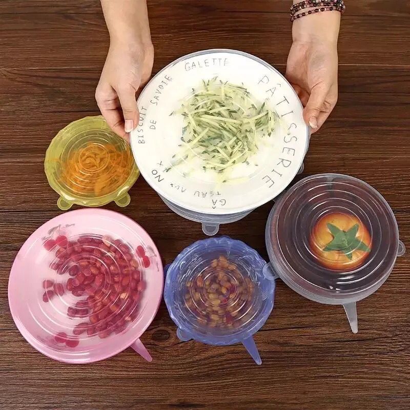 Selling Kitchen Utensils Fresh-Keeping Cover Six-Piece Set Silicone Sealing Cover Anti-Overflow Cover Round Plastic Wrap Factory - Image 3