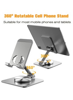 MissTiara 360° Rotatable Cell Phone Stand for Desk, Foldable and Adjustable Aluminum Metal Phone Holder, Compatible with iPhone 14/14 Plus/14 Pro/14 and Other Mobile Phones (Black)  - Image 1