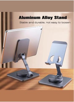 MissTiara 360° Rotatable Cell Phone Stand for Desk, Foldable and Adjustable Aluminum Metal Phone Holder, Compatible with iPhone 14/14 Plus/14 Pro/14 and Other Mobile Phones (Black)  - Image 2