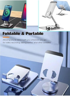 MissTiara 360° Rotatable Cell Phone Stand for Desk, Foldable and Adjustable Aluminum Metal Phone Holder, Compatible with iPhone 14/14 Plus/14 Pro/14 and Other Mobile Phones (Black)  - Image 3