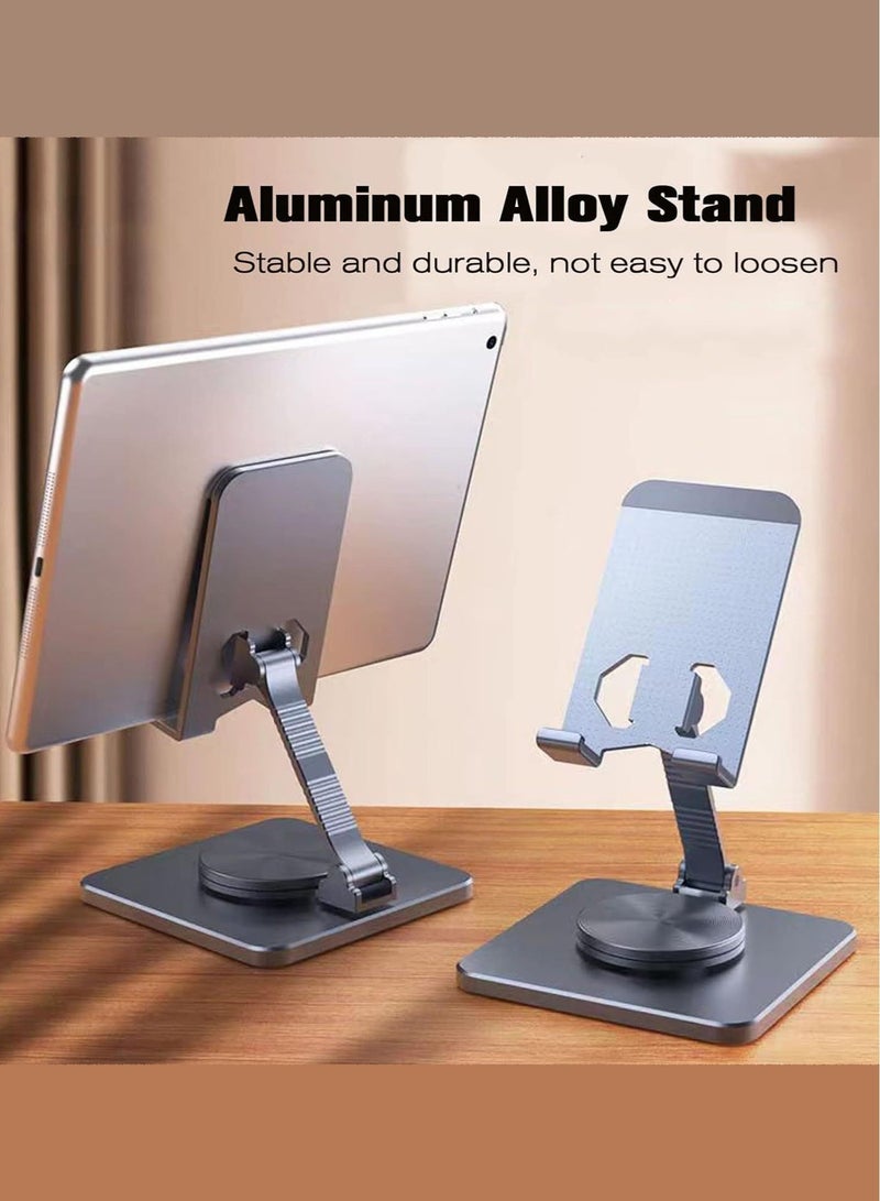 MissTiara حامل هاتف محمول دوار 360° للمكتب، قابل للطي وقابل للتعديل من الألمنيوم المعدني، متوافق مع آيفون 14/14 بلس/14 برو/14 وهواتف محمولة أخرى (أسود) - Image 1