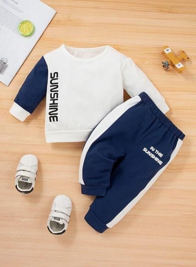 RIZZQ Kids Dress for Boys | Printed Round Neck Full Sleeve T-shirt and Pant Combo Clothing Set-White (1-2 Year) - Image 4