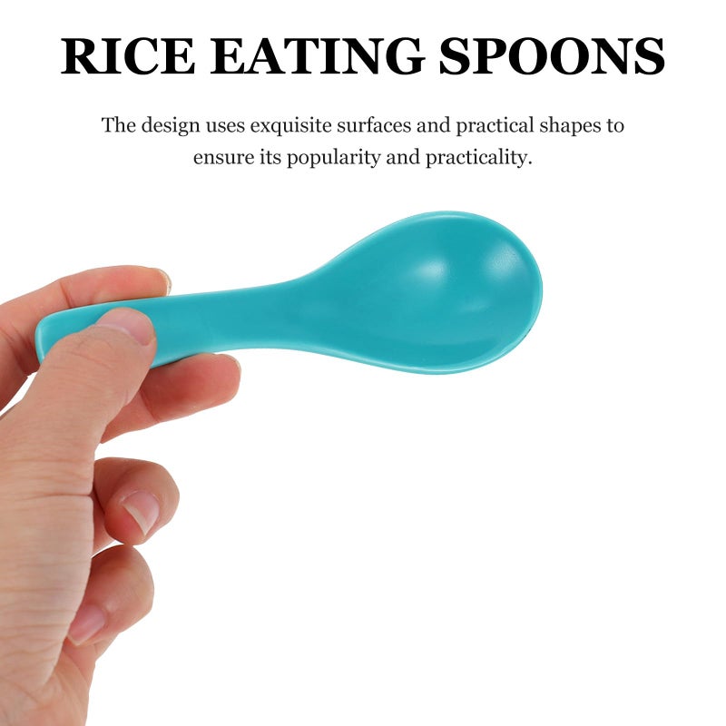 Sky Blue Ceramic Soup Spoons Set of 6 Multipurpose for Rice Dessert Dining Tableware - Image 5
