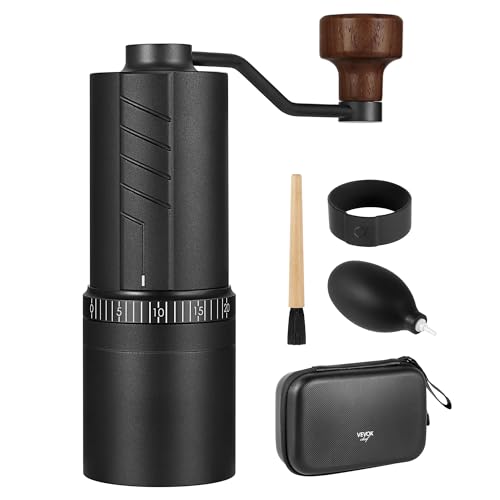 Vevok Chef O20 Manual Coffee Grinder - 20 levels External Adjustment, 35g Capacity with Travel Case and Cleaning Gear, Consistent Grind Ti-Plated Stainless Steel Conical Burr Hand Coffee Grinder - Image 1