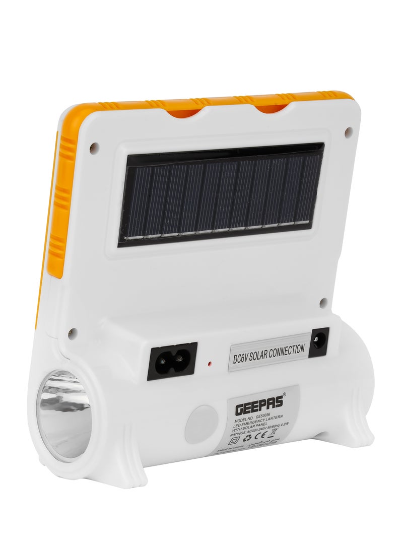 LED Emergency Lantern with Solar Panel |Energy Efficient Design, Hi-Power LED and COB 4 Hours Working | Compact, Portable and Light Weight Design with Stand| GE53036