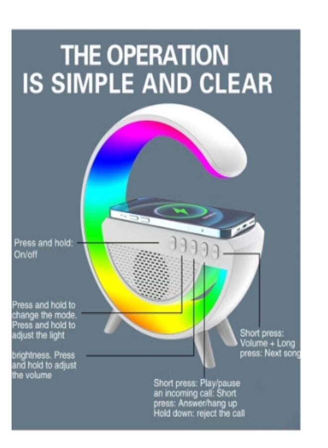 Bluetooth Speaker, Multifunctional Bluetooth Speaker, Wireless Charging Bedside Atmosphere Small Night Light  Speaker,upport TF Card and USB Flash Drive Playback. - Image 2