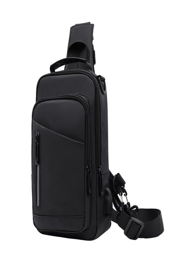 Handcuffs Waterproof Polyester Slim Unisex Crossbody Sling Bag Chest Backpack Men's Shoulder Bag, Leisure Travel Handbag, Hard Shell Anti-Theft Chest Bag (Black -1) - Image 1