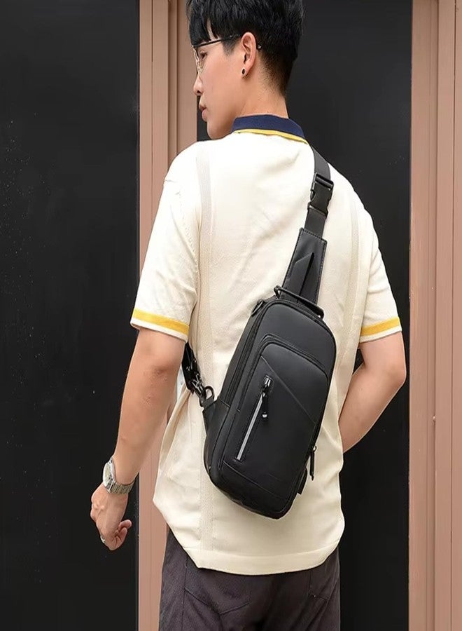 Handcuffs Waterproof Polyester Slim Unisex Crossbody Sling Bag Chest Backpack Men's Shoulder Bag, Leisure Travel Handbag, Hard Shell Anti-Theft Chest Bag (Black -1) - Image 2