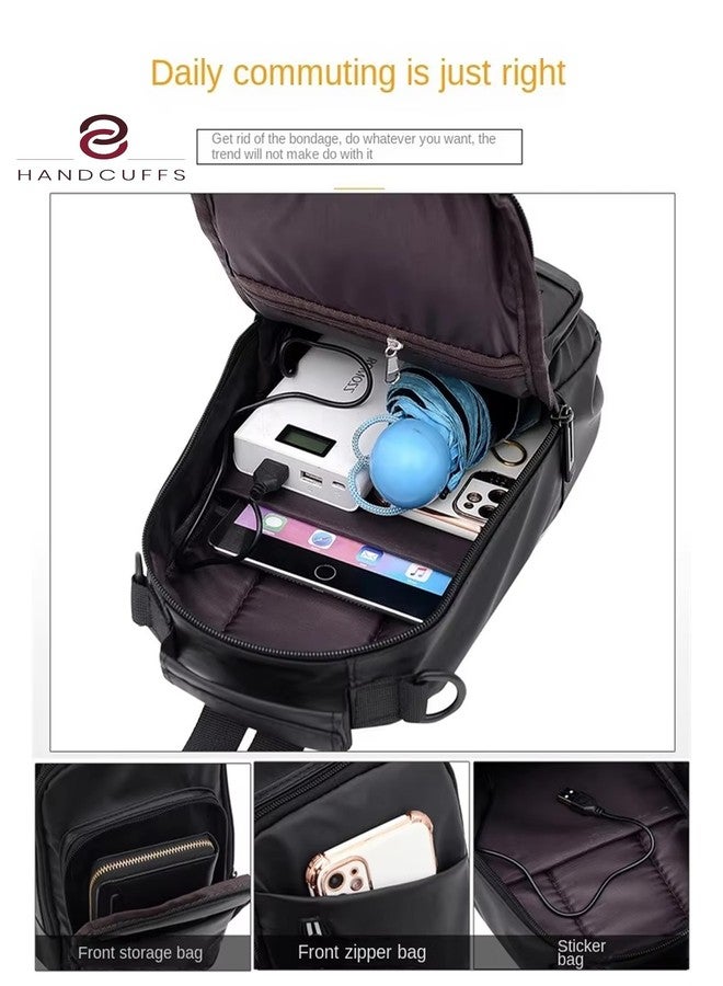 Handcuffs Waterproof Polyester Slim Unisex Crossbody Sling Bag Chest Backpack Men's Shoulder Bag, Leisure Travel Handbag, Hard Shell Anti-Theft Chest Bag (Black -1) - Image 3