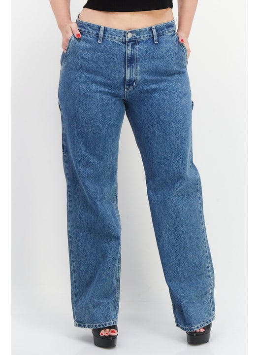 Women Regular Fit High Waist Non-Stretchable Denim Jeans, Blue
