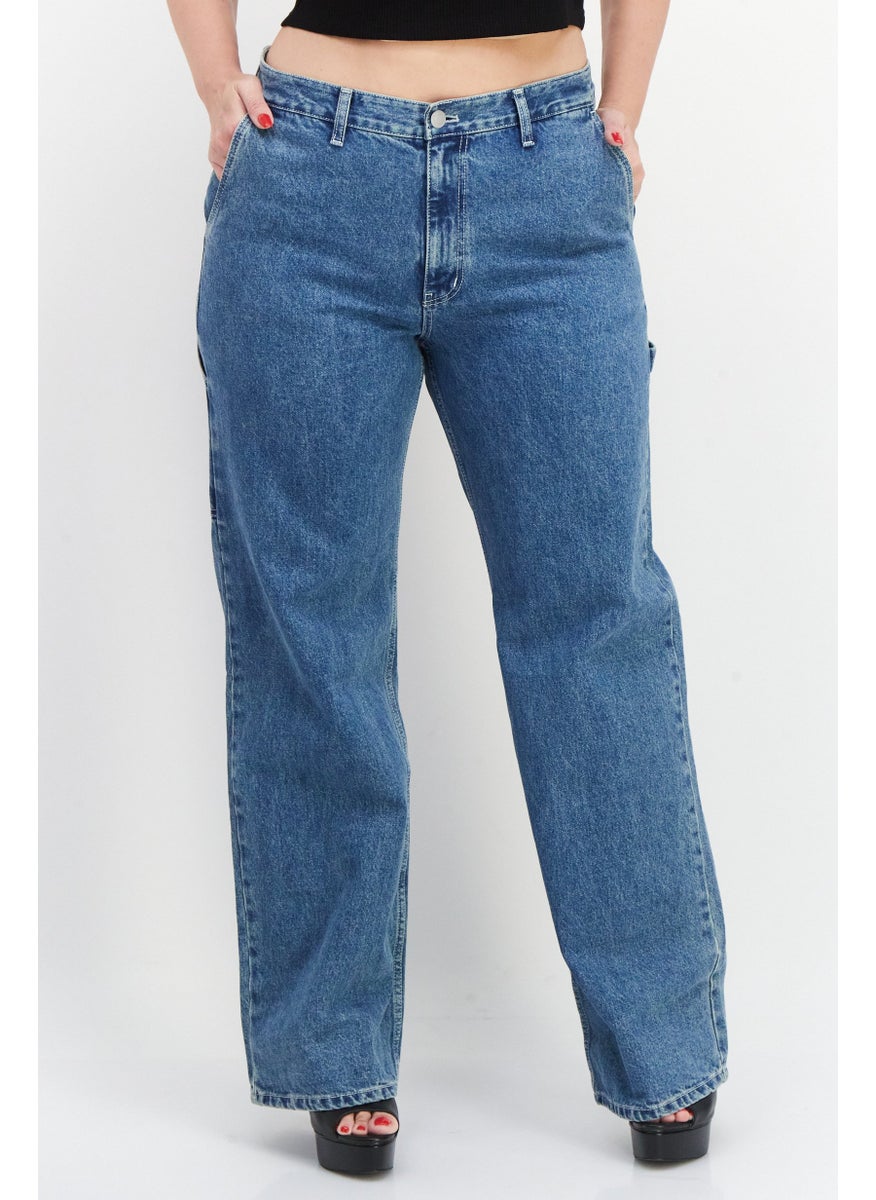 ESPRIT Women Regular Fit High Waist Non-Stretchable Denim Jeans, Blue  - Image 1