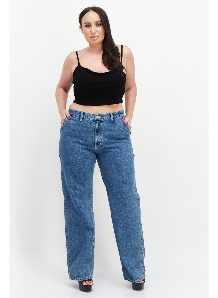 ESPRIT Women Regular Fit High Waist Non-Stretchable Denim Jeans, Blue  - Image 3