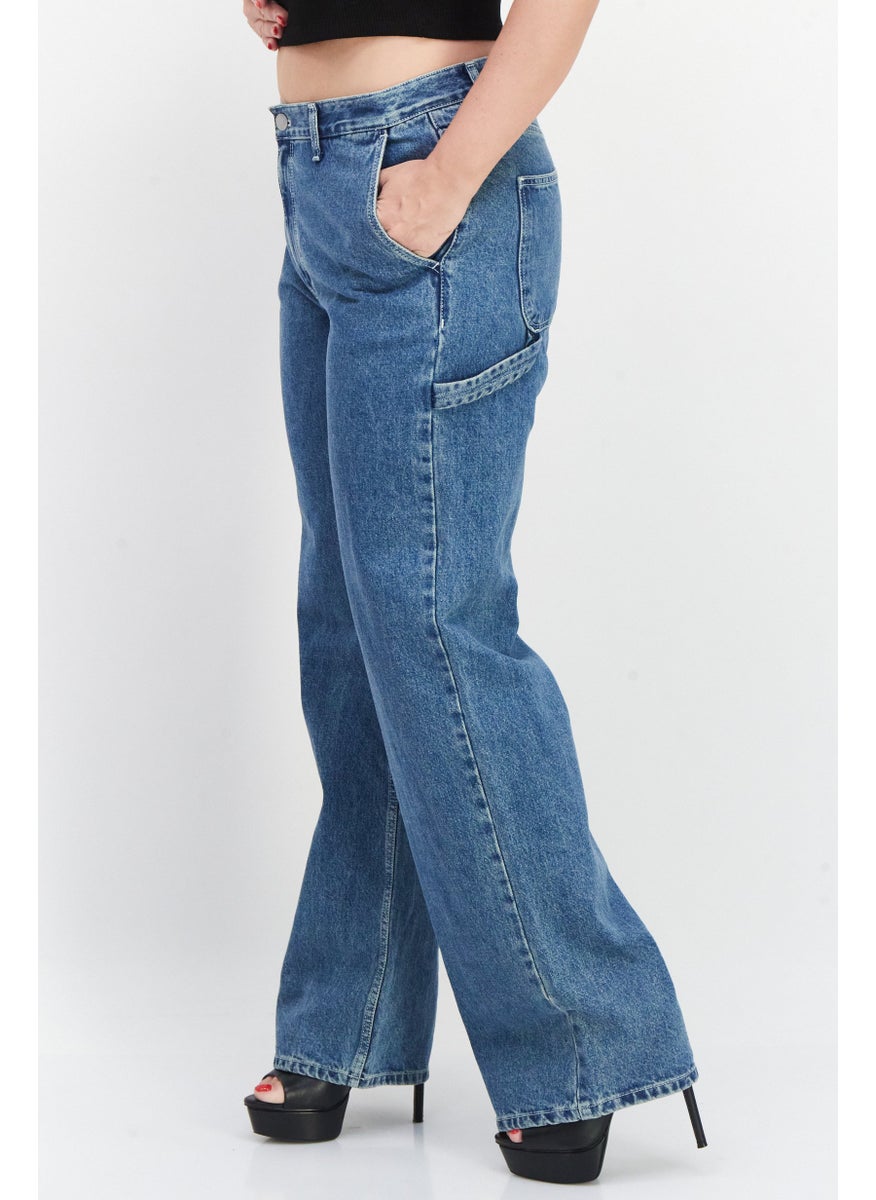 ESPRIT Women Regular Fit High Waist Non-Stretchable Denim Jeans, Blue  - Image 2