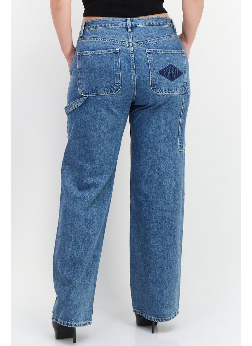 ESPRIT Women Regular Fit High Waist Non-Stretchable Denim Jeans, Blue  - Image 4