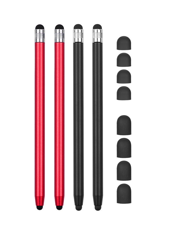 NIBEMINENT 4-Piece Universal Touchscreen Stylus Pen For All Tablets With 8 Extra Replaceable Soft Rubber Tips Multicolour - Image 1
