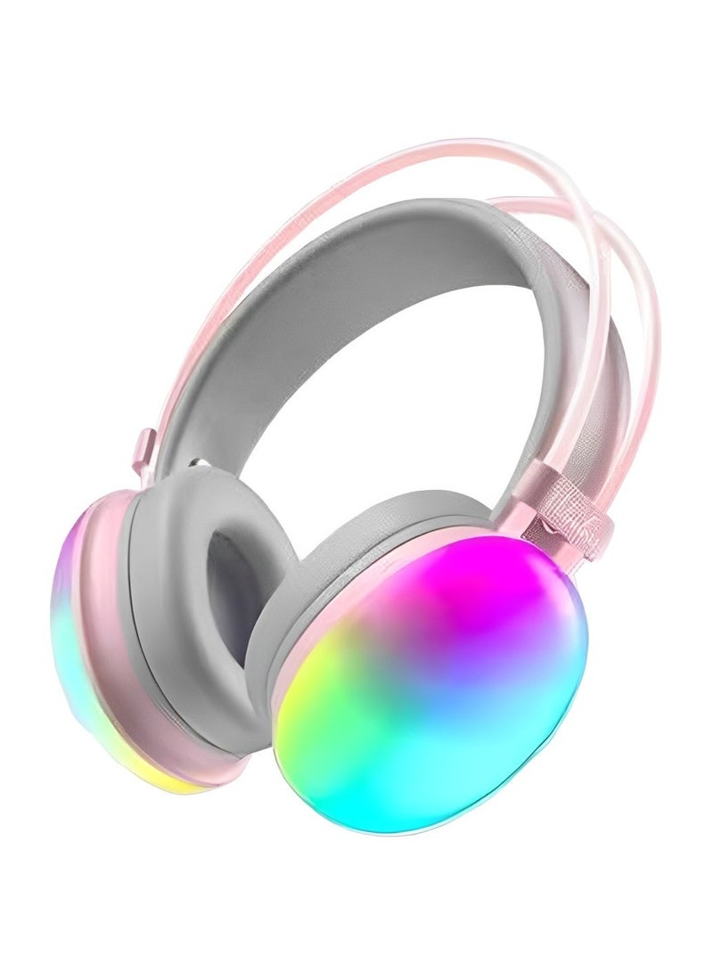 Wireless Headphones , Pure Bass Sound , Wireless distance up to 10M , with rechargeable battery 200mAh , type-C recharge , work for 5H - T780 ( gray-pink) 