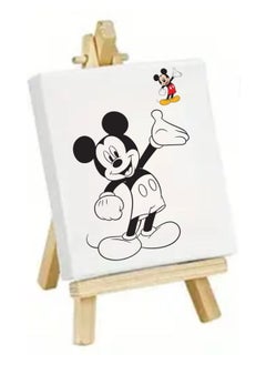 KIDOZ A painting of Mickey Mouse character with excellent color set and one-time use apron, perfect for children's parties. The set includes 1 holder and 1 canvas painting of Mickey Mouse character attached to a wooden stand, in addition to 12 bright and assorted drawing colors and 1 plastic apron to protect children's clothes.  - Image 2