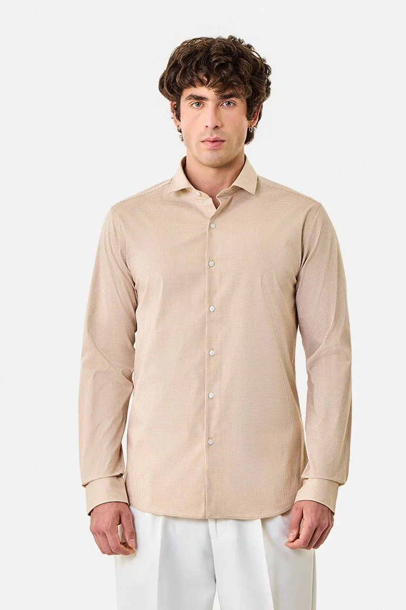 سنيتش قميص كاروهات بقصة ضيقة ومرونة