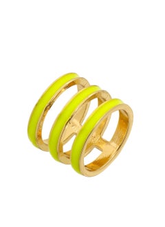 Tribal Enamel Triple Ring Lemon Candy