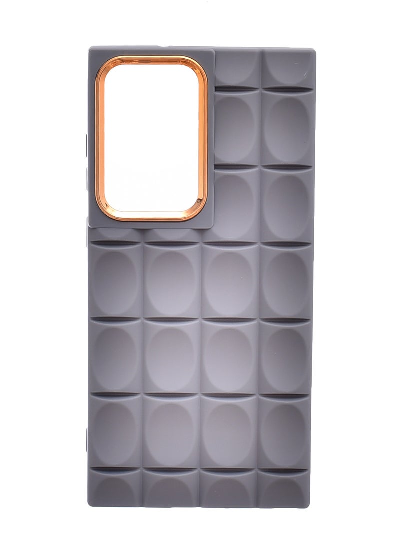 Generic Silicone Back Phone Protection Cover With Ribbed Design And Safety Edges For Samsung Galaxy S23 Ultra - Gray Gold  - Image 1