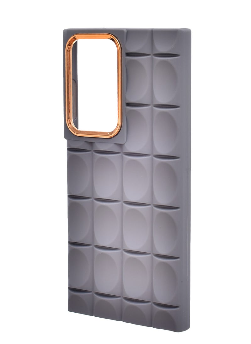 Generic Silicone Back Phone Protection Cover With Ribbed Design And Safety Edges For Samsung Galaxy S23 Ultra - Gray Gold  - Image 3