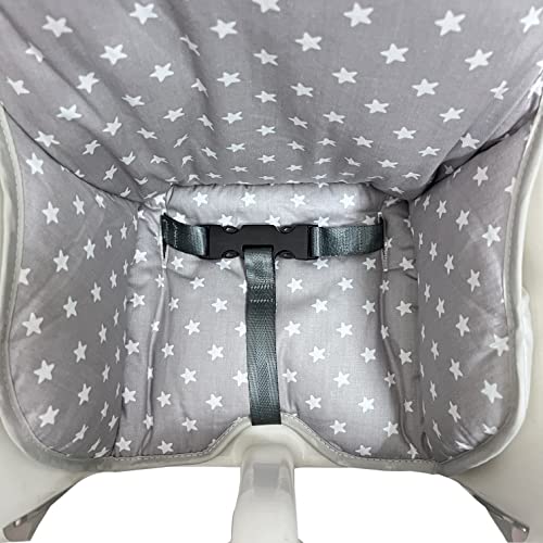 ZARPMA Cotton Seat Covers Compatible for IKEA Antilop Highchair,Cotton Surface and Cotton Padded Foldable Baby Highchair Cover for Child Chair Cushion(Grey Star) - Image 4