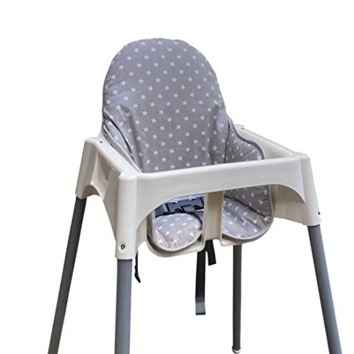 ZARPMA Cotton Seat Covers Compatible for IKEA Antilop Highchair,Cotton Surface and Cotton Padded Foldable Baby Highchair Cover for Child Chair Cushion(Grey Star) - Image 3