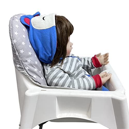 ZARPMA Cotton Seat Covers Compatible for IKEA Antilop Highchair,Cotton Surface and Cotton Padded Foldable Baby Highchair Cover for Child Chair Cushion(Grey Star) - Image 5