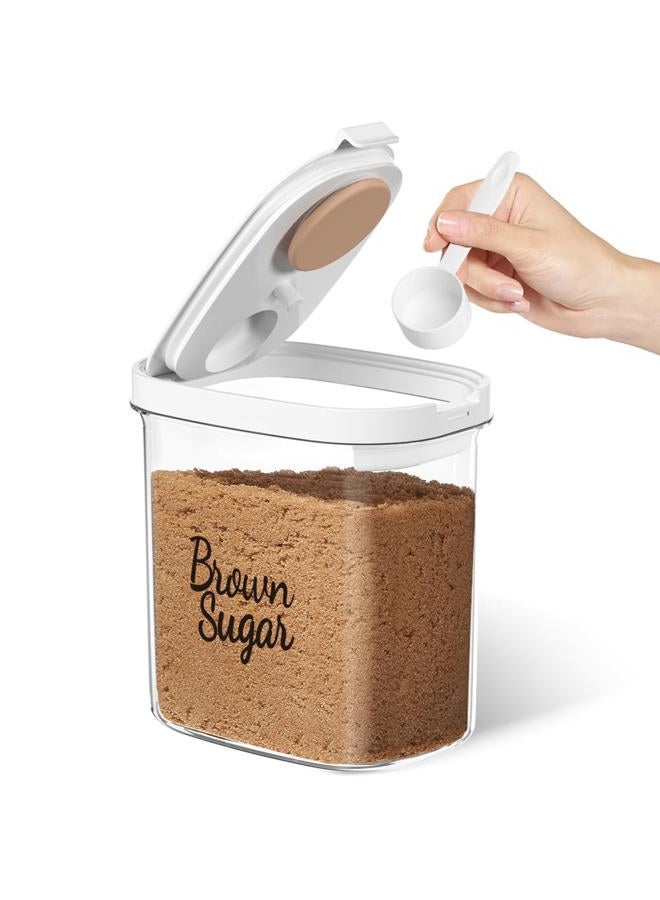 Moryimi Brown Sugar Keeper Storage Container, 1.9 Quart Brown Sugar Container Airtight with Spoon, Clear food storage containers with lids - Image 1