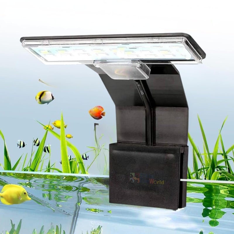 VAYINATO ® (M-180 | Blue & White Super Slim LED Aquarium Light (Suits Upto 2 Feet Tank) Plants Grow Lighting Creative Clip-on Lamp (Black) by Petzlifeworld - Image 1