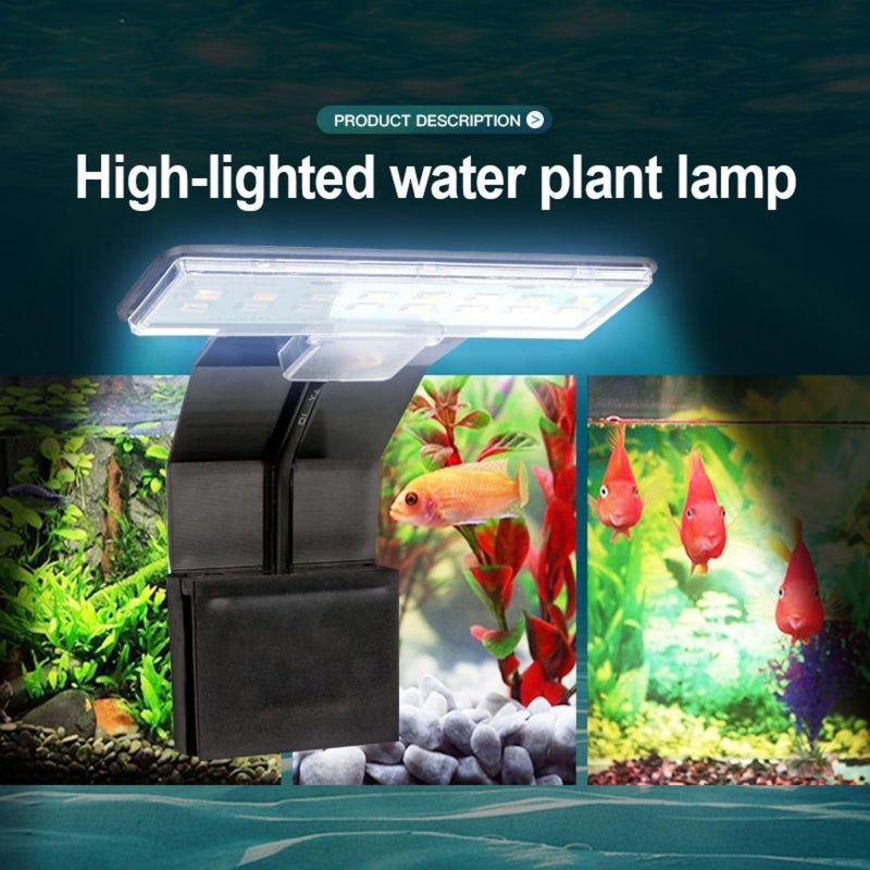 VAYINATO ® (M-180 | Blue & White Super Slim LED Aquarium Light (Suits Upto 2 Feet Tank) Plants Grow Lighting Creative Clip-on Lamp (Black) by Petzlifeworld - Image 2