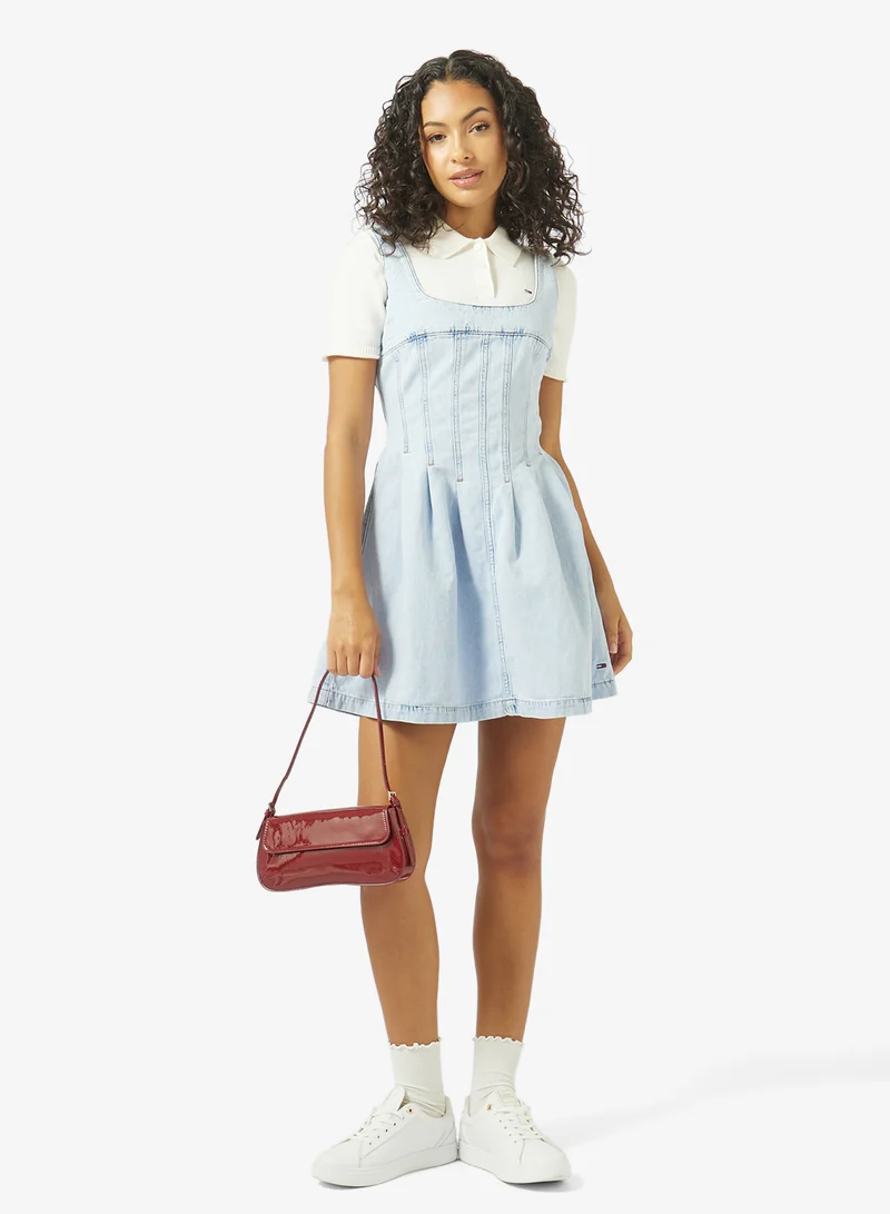 TOMMY JEANS  Pleat Seam Denim Mini Dress for Women | Best Price UAE