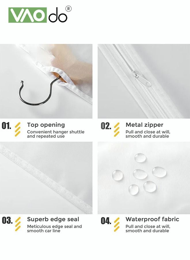 فاو دو أغطية غبار الملابس من 3 قطع كبيرة متوسطة وصغيرة 3 أحجام شفافة قابلة للتنفس غطاء تخزين ملابس بسحّاب معلق - Image 5