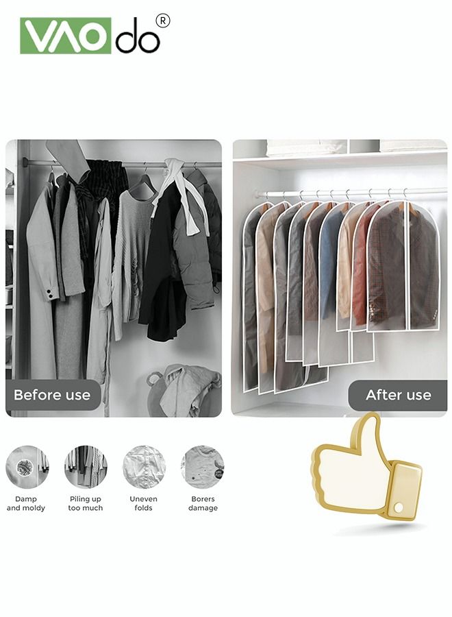 فاو دو أغطية غبار الملابس من 3 قطع كبيرة متوسطة وصغيرة 3 أحجام شفافة قابلة للتنفس غطاء تخزين ملابس بسحّاب معلق - Image 3