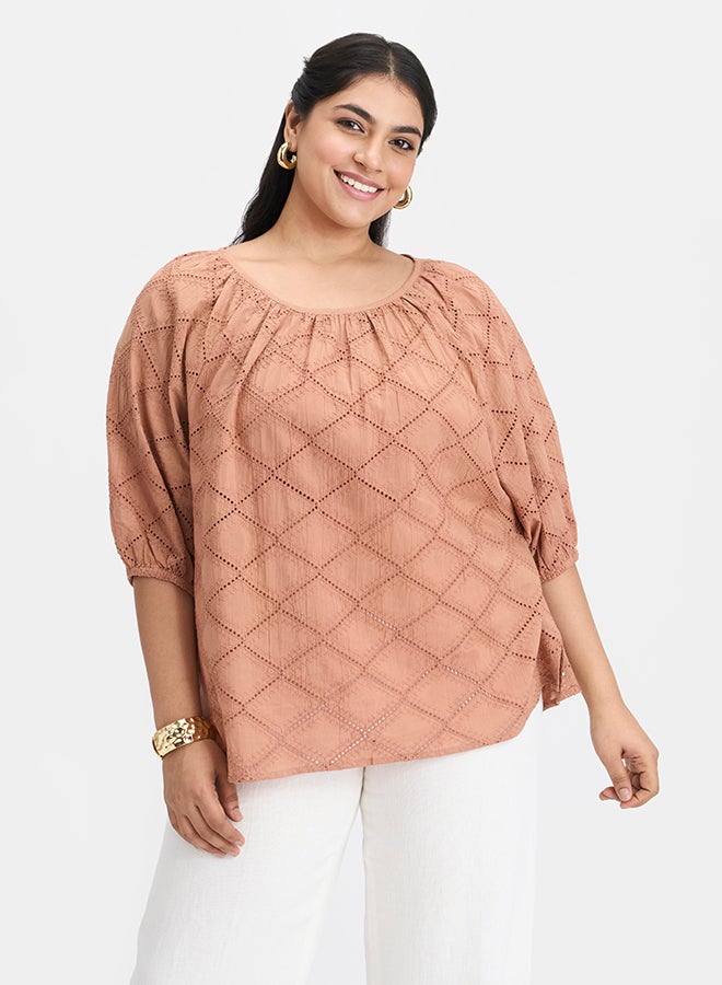 Virgio VIRGIO 100% Cotton Schiffli Raglan Top  - Image 2