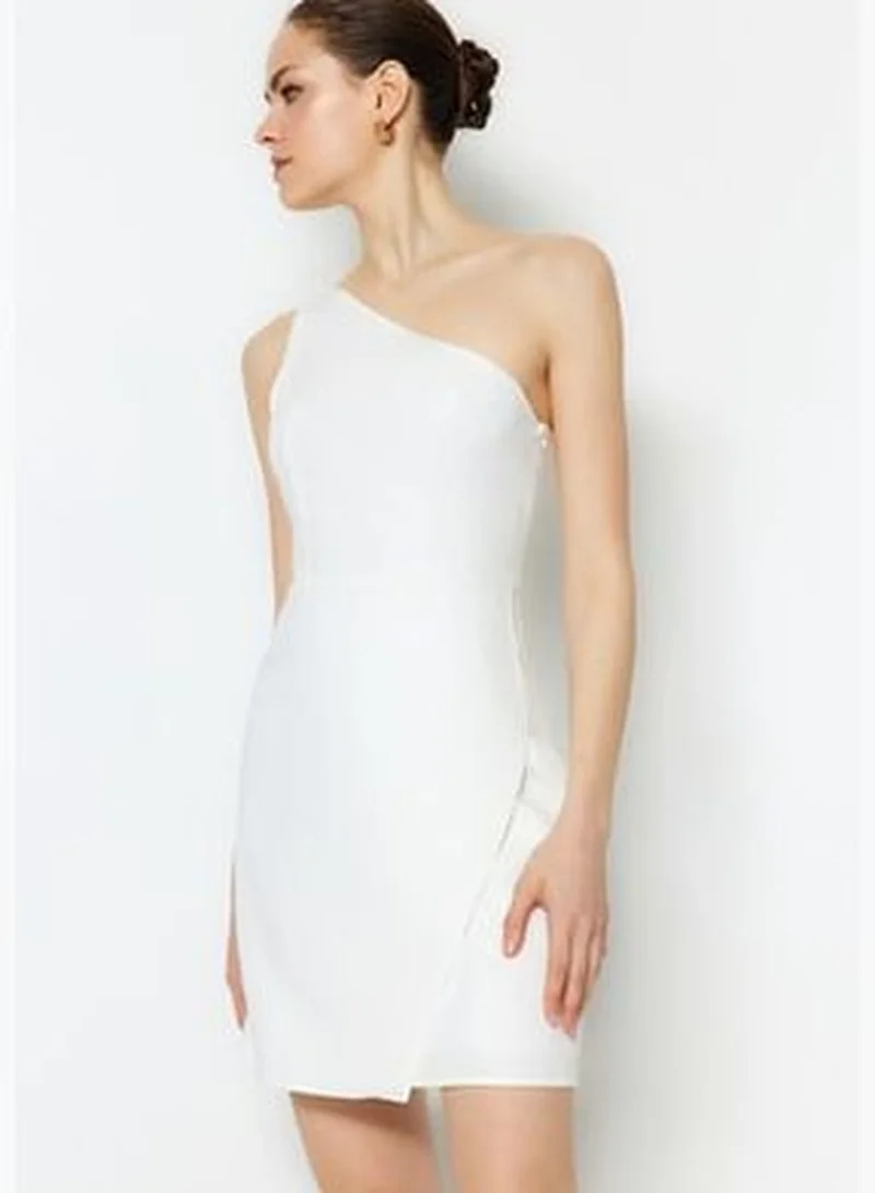 trendyol Ecru Fitted Mini Dress with Woven Lining TWOSS23EL01757