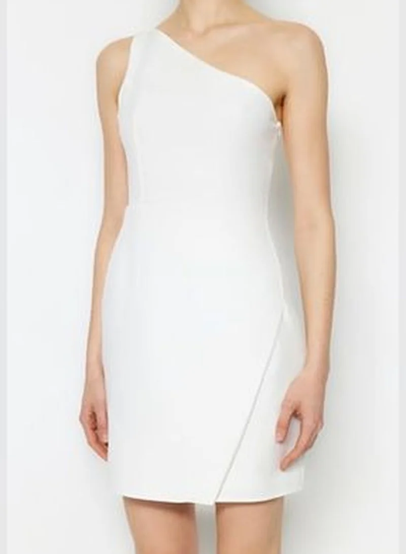 trendyol Ecru Fitted Mini Dress with Woven Lining TWOSS23EL01757