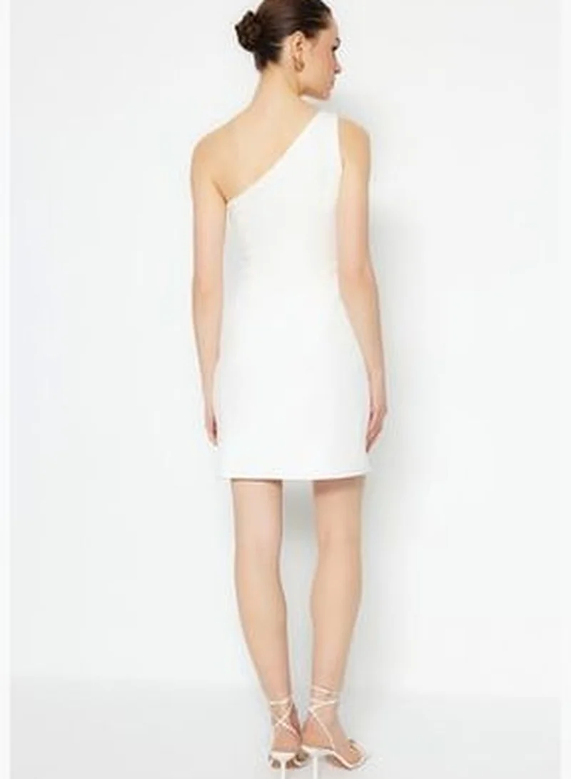 trendyol Ecru Fitted Mini Dress with Woven Lining TWOSS23EL01757