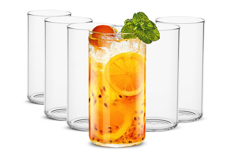 LUXU Drinking Glasses 19 oz Thin Highball Glasses Set of 6Clear Tall Glass Cups For Water Juice Beer Drinks and Cocktails and Mixed Drinks