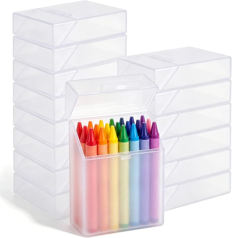 Clabby 16 Pcs Plastic Crayon Organizer Case for 24 Count Crayons Kids Art Supply Storage Box with Lid, Portable Holder for Classroom Home Travel, Fits Standard 24-Pack Crayon (Clear) - Image 1