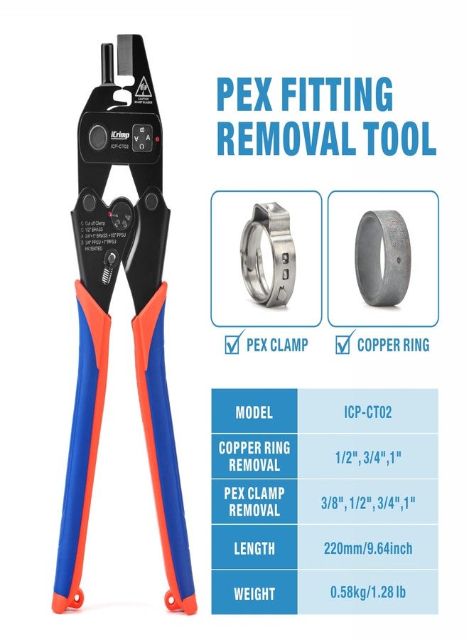 IWISS iCrimp ICP-CT02 PEX Crimp Fitting Removal Tool for Removing 1/2-in, 3/4-in, 1-in PEX Copper Crimp Rings & Stainless Steel Cinch Clamps - Image 2