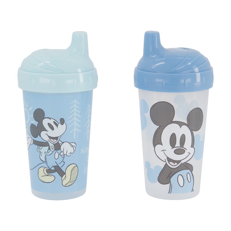 Disney Toddler Sippy Cups for Boys | 10 Ounce Mickey Mouse Sippy Cup Pack of Two with Straw and Lid | Durable Blue Leak Proof Travel Water Bottle for Toddlers - Image 1