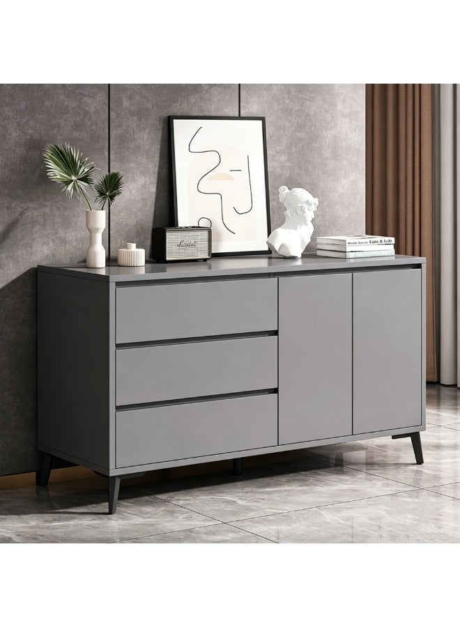 CityRiya-Long Storage Cabinet, 140*40*75cm Sideboard, Large Buffet with 2 Doors 3 Drawers, Coffee Bar Storage Accent Cabinet, Coffee Corner Home Kitchen Cabinet Console Table for Living Room, Dinning Room, DSG044-GY - Image 2