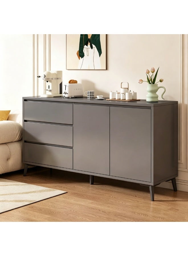 CityRiya-Long Storage Cabinet, 140*40*75cm Sideboard, Large Buffet with 2 Doors 3 Drawers, Coffee Bar Storage Accent Cabinet, Coffee Corner Home Kitchen Cabinet Console Table for Living Room, Dinning Room, DSG044-GY - Image 1