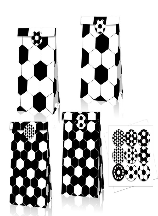 Qpout Soccer Goodie Bags Party Pack - 12 Snack Bags With Sealing Stickers for Kids Teams & Birthdays - Black & White - Image 1