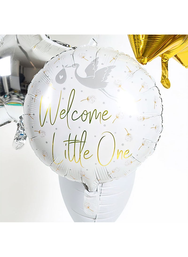 Folat Welcome Little One Round Foil Balloon White 45cm - Image 3