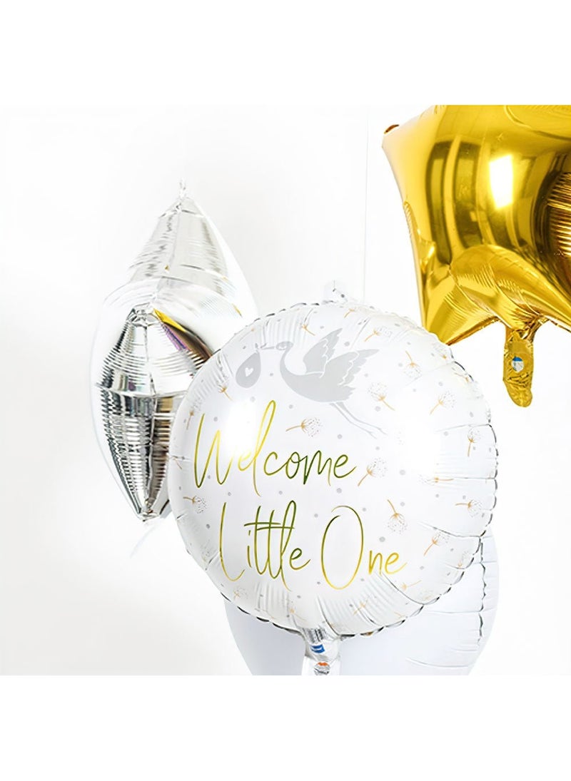 Folat Welcome Little One Round Foil Balloon White 45cm - Image 2
