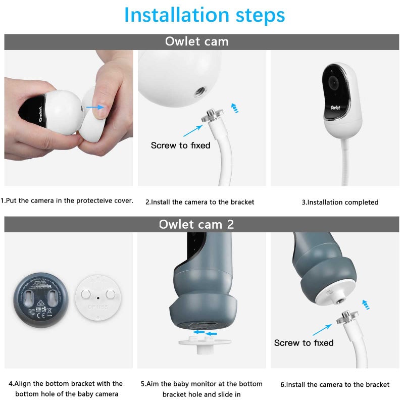 HOLACA Flexible Clip Mount for Owlet Cam 2 and Owlet Cam Baby Monitor Camera Stand with 1/4 Threaded Hole and Adjustable 360 Degree Mount for Crib Nursery(with Base Connect) - Image 4